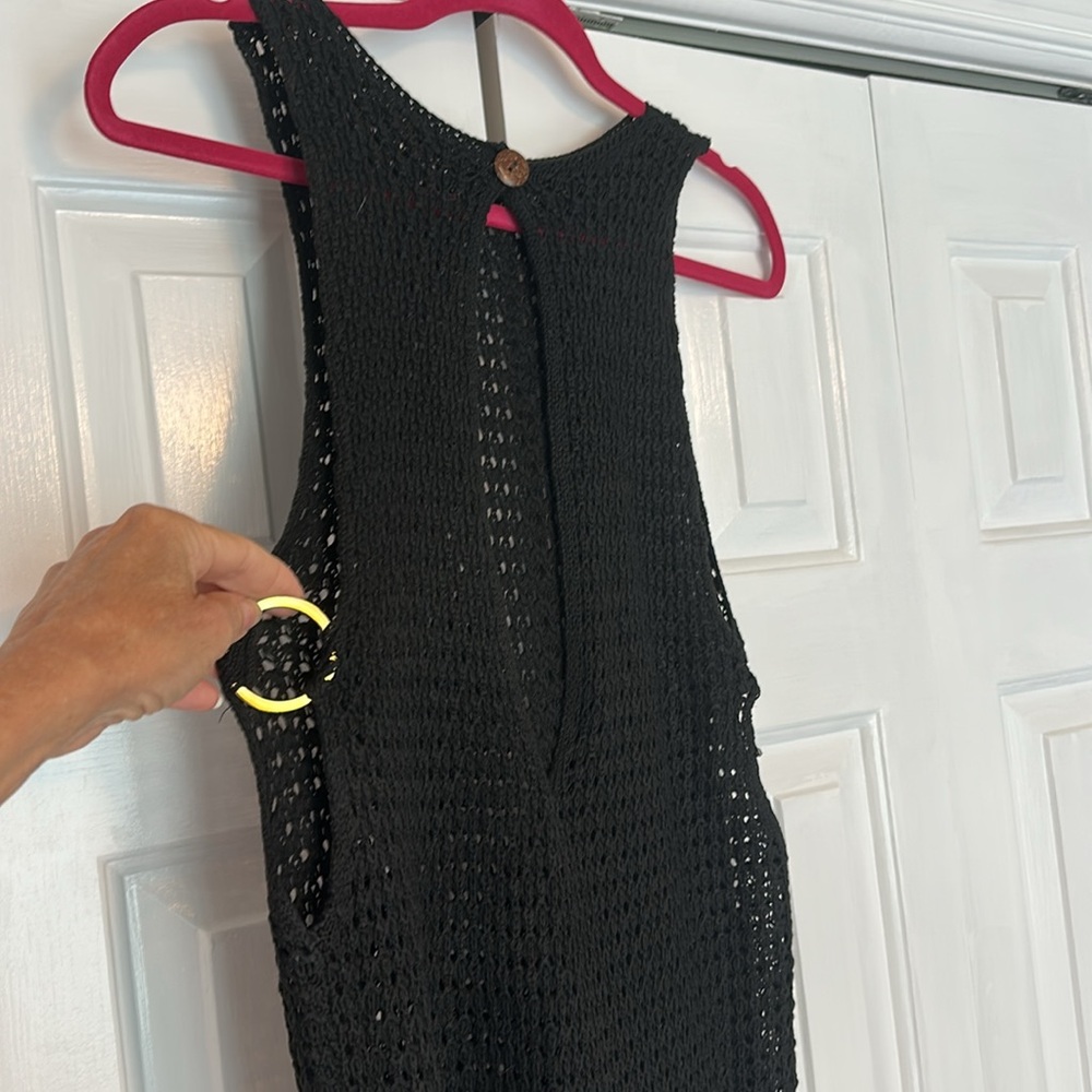 Black Crochet Sleeveless Cover Up